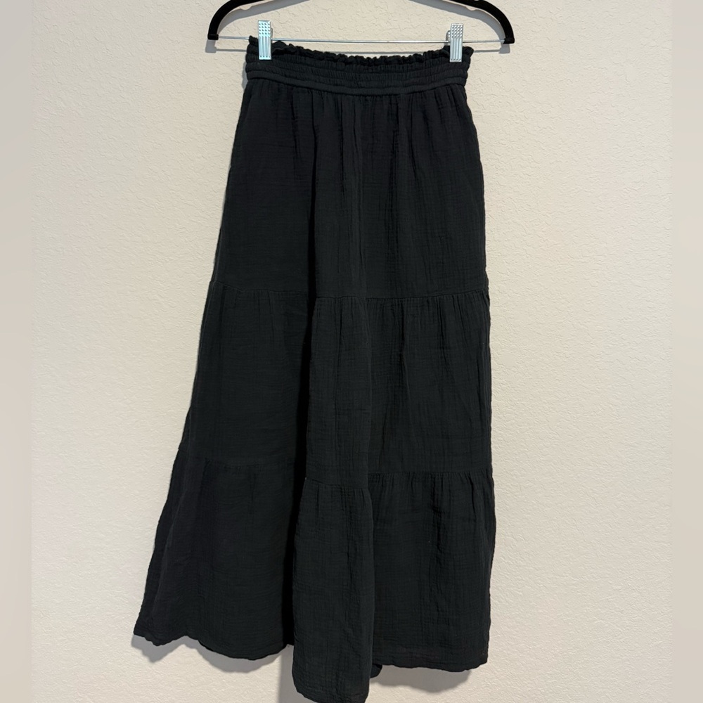 Marine Layer Black Tiered Maxi Skirt